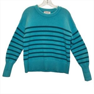 Philosophy Turquoise and Dark Blue Striped Sweater